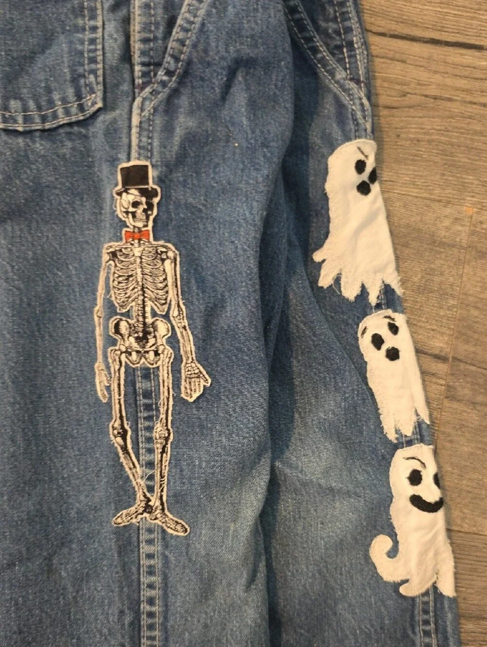 OshKosh B'gosh Vintage Blue Denim Overalls with Halloween Appliqués